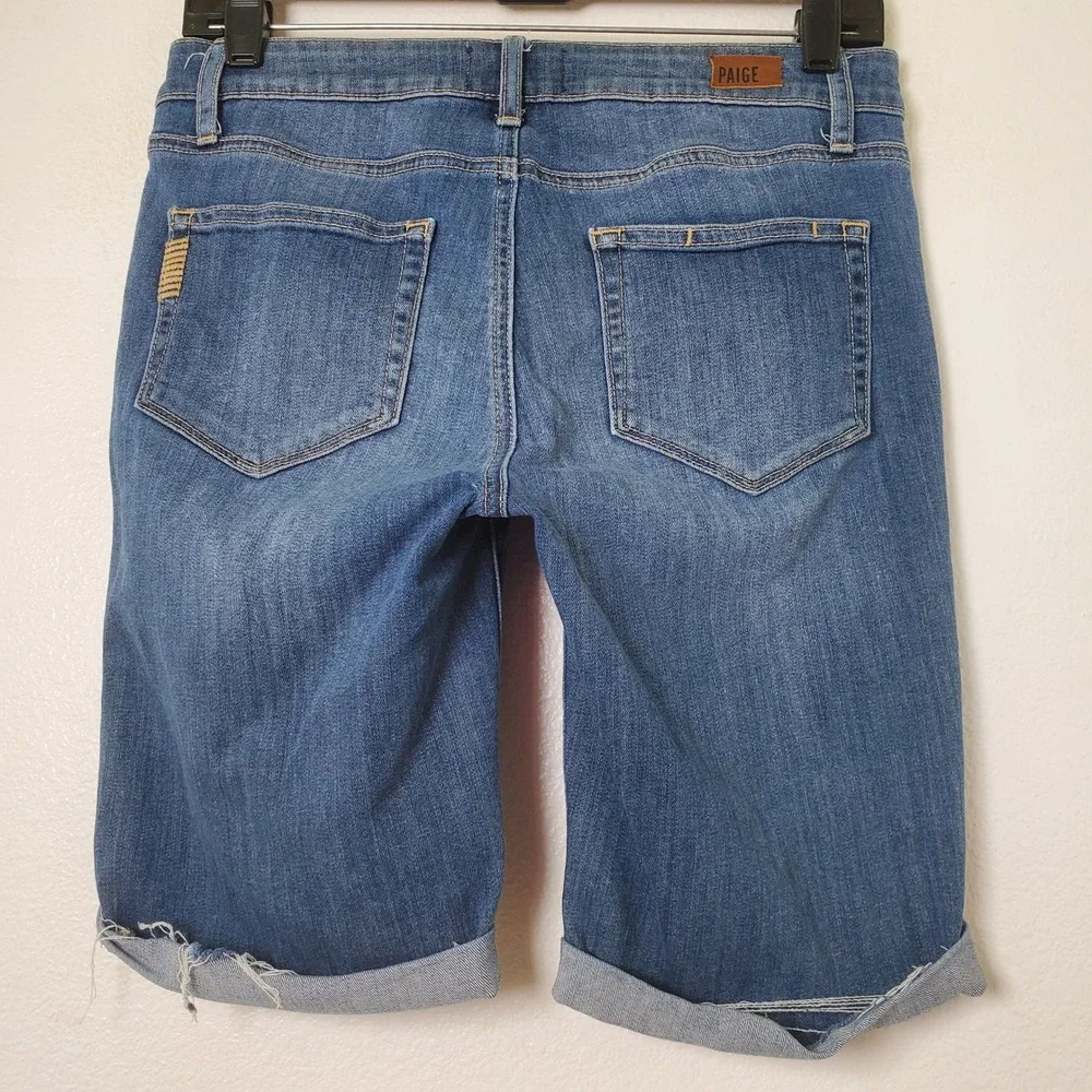 Paige Women's Jax Denim Bermuda Shorts Medium Wash Blue Cuffed Jorts Size‎ 27